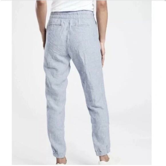 Athleta Cabo Linen Chambray Blue Jogger Size 6 - Picture 2 of 7